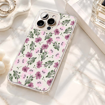 Pastel Pink Floral Pattern Clear Silicon Cover