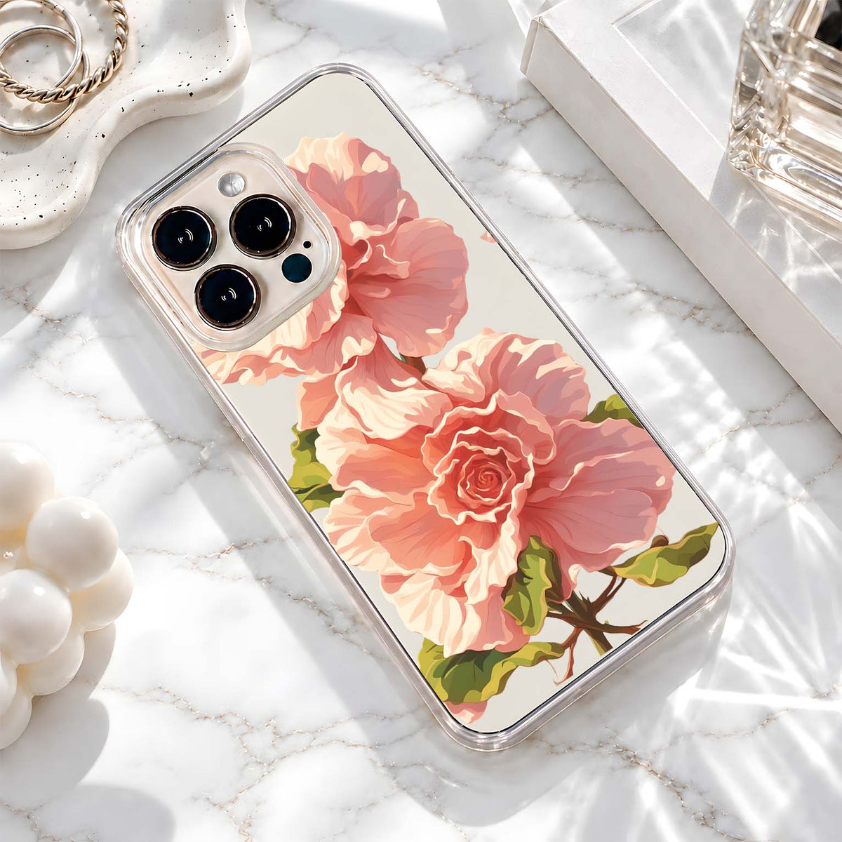 Pastel Rose Bloom Clear Silicon Cover
