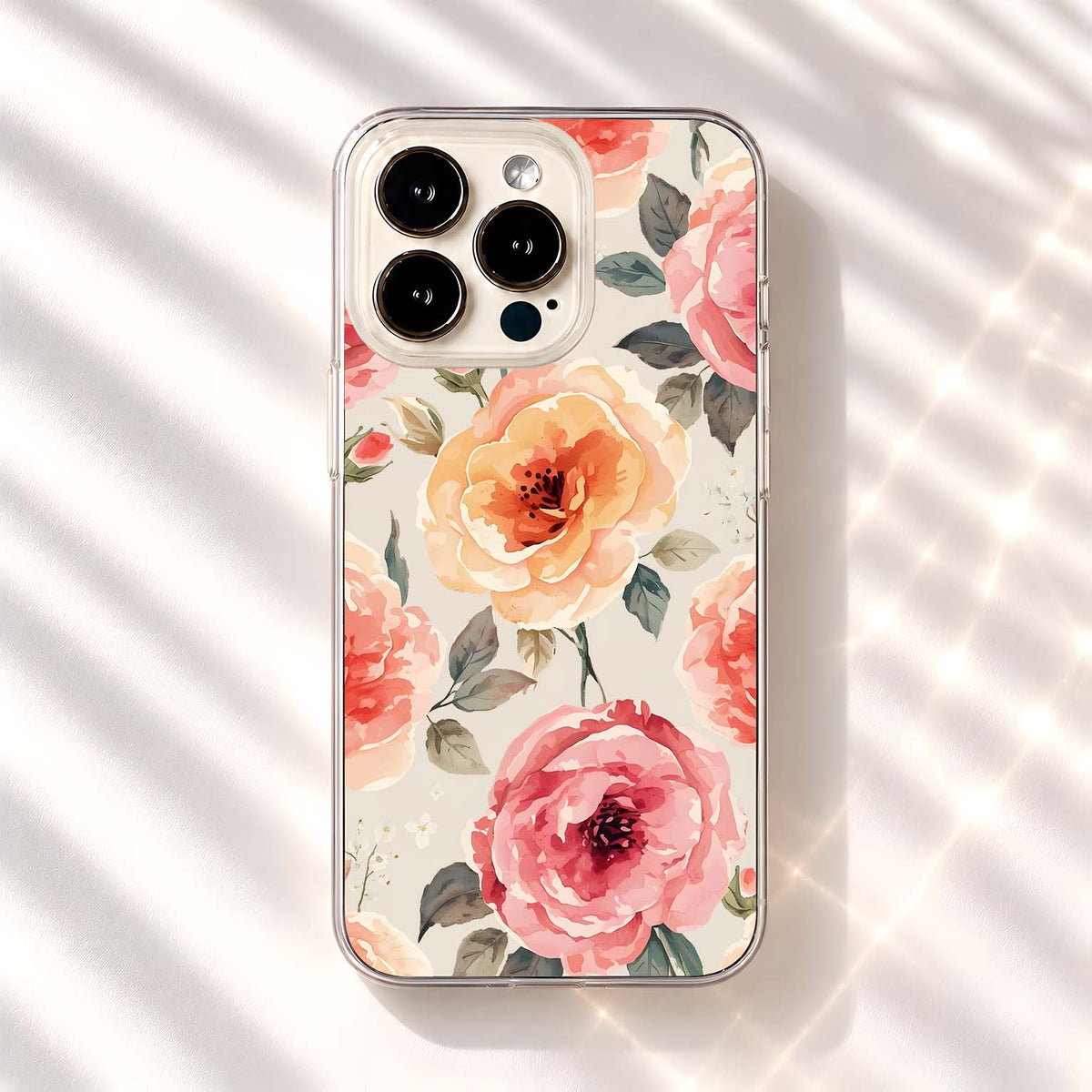 Pastel Watercolor Roses Clear Silicon Cover