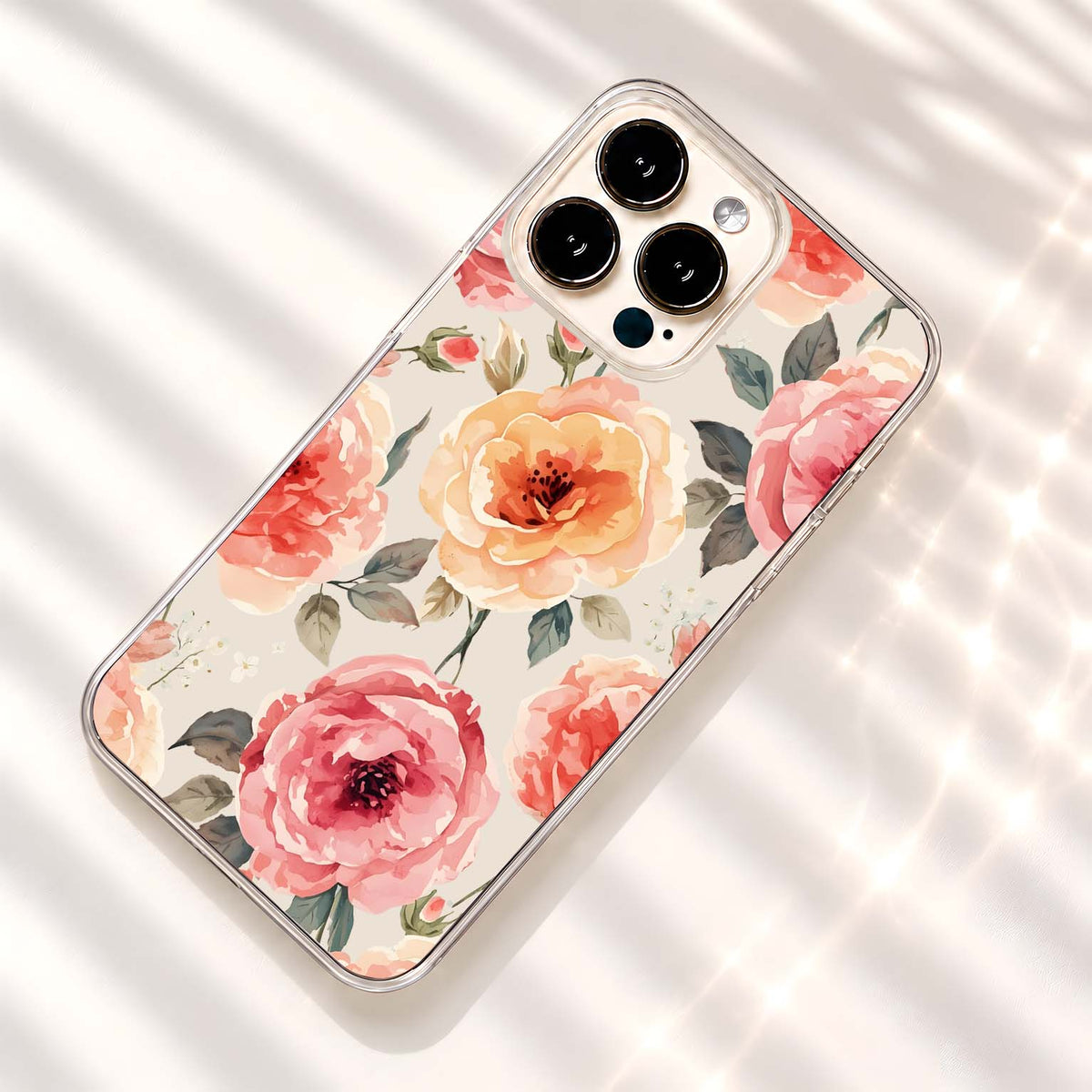 Pastel Watercolor Roses Clear Silicon Cover