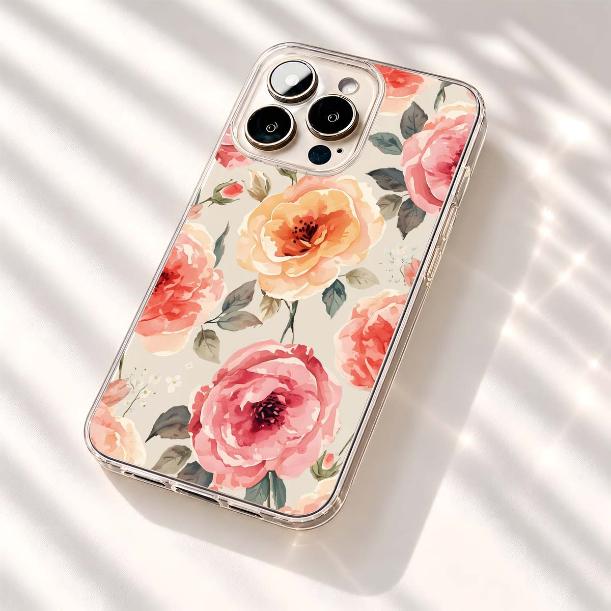 Pastel Watercolor Roses Clear Silicon Cover