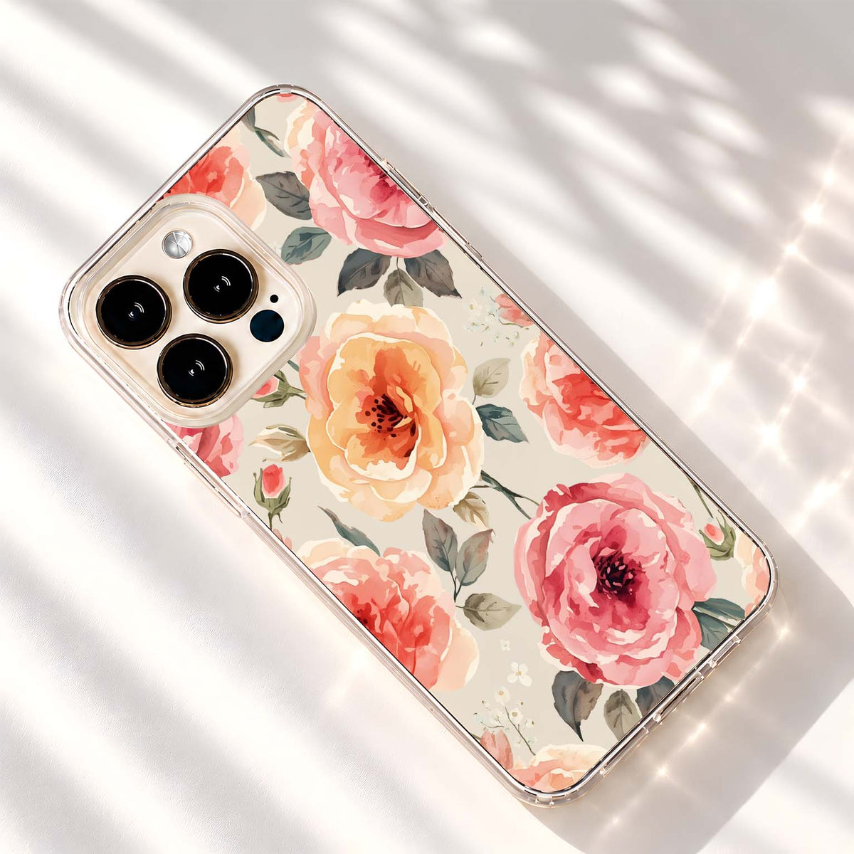 Pastel Watercolor Roses Clear Silicon Cover