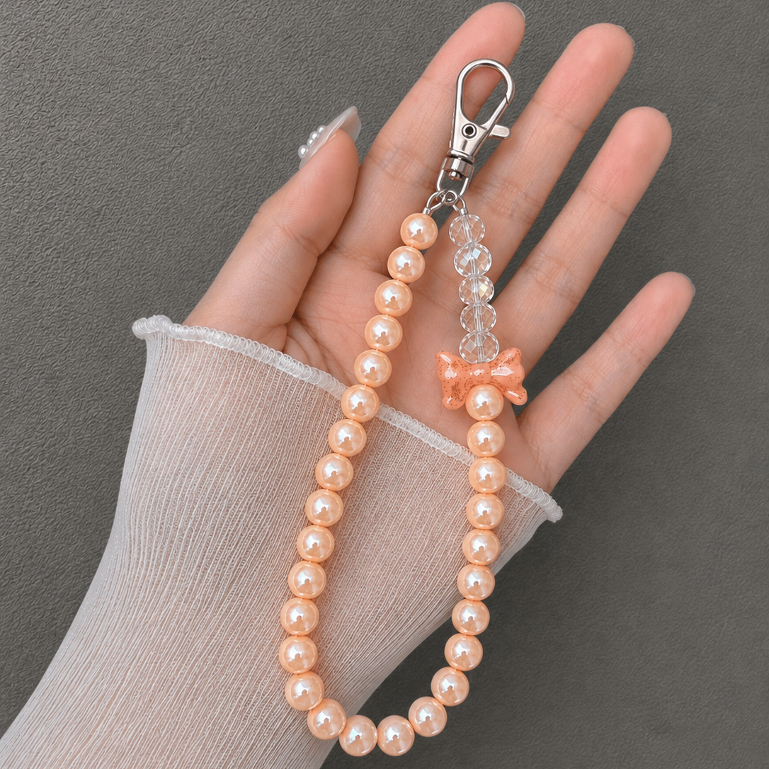 Peach Glow Beads Phone Charm