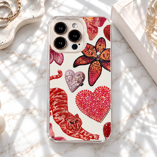 Pink Beaded Treasures Clear Silicon Cover
