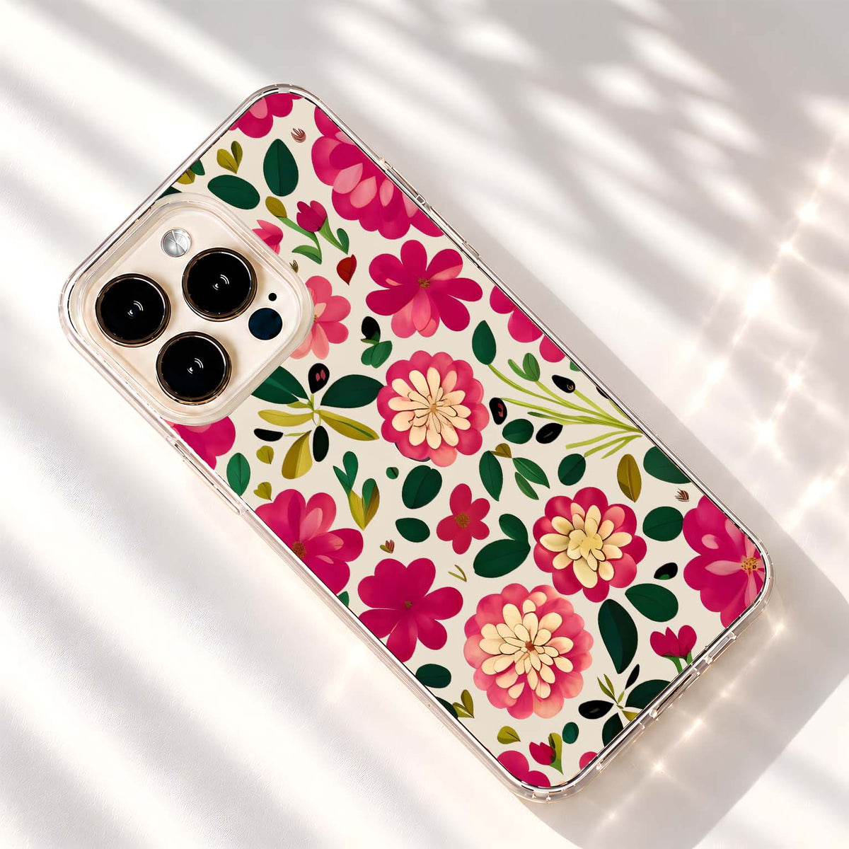 Pink Blossom Garden Clear Silicon Cover