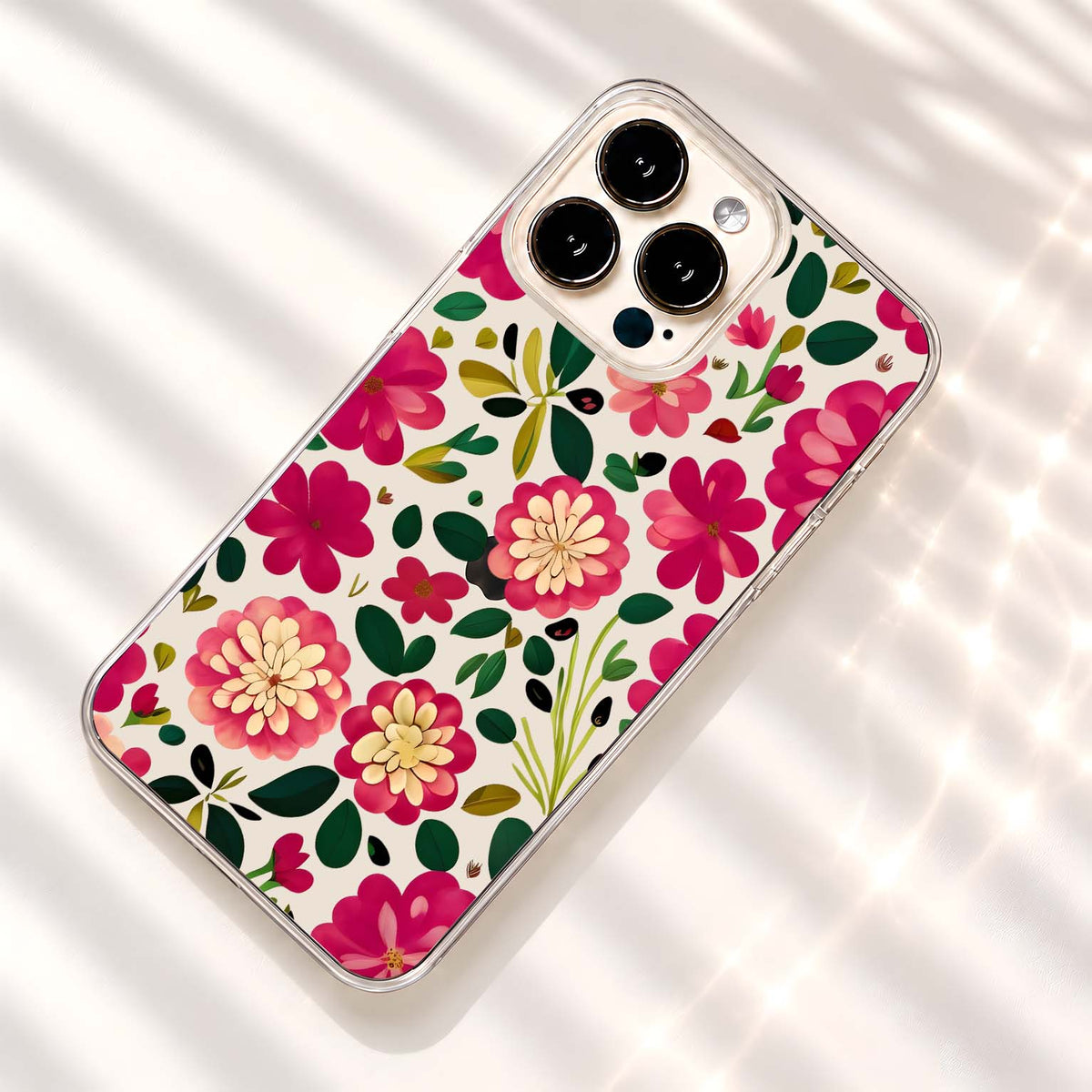 Pink Blossom Garden Clear Silicon Cover