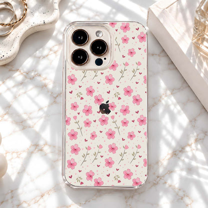 Pink Blossom Heart Clear Silicon Cover
