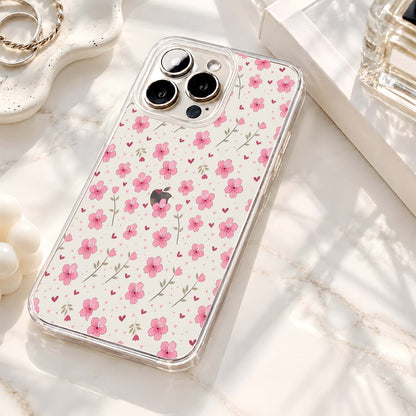 Pink Blossom Heart Clear Silicon Cover