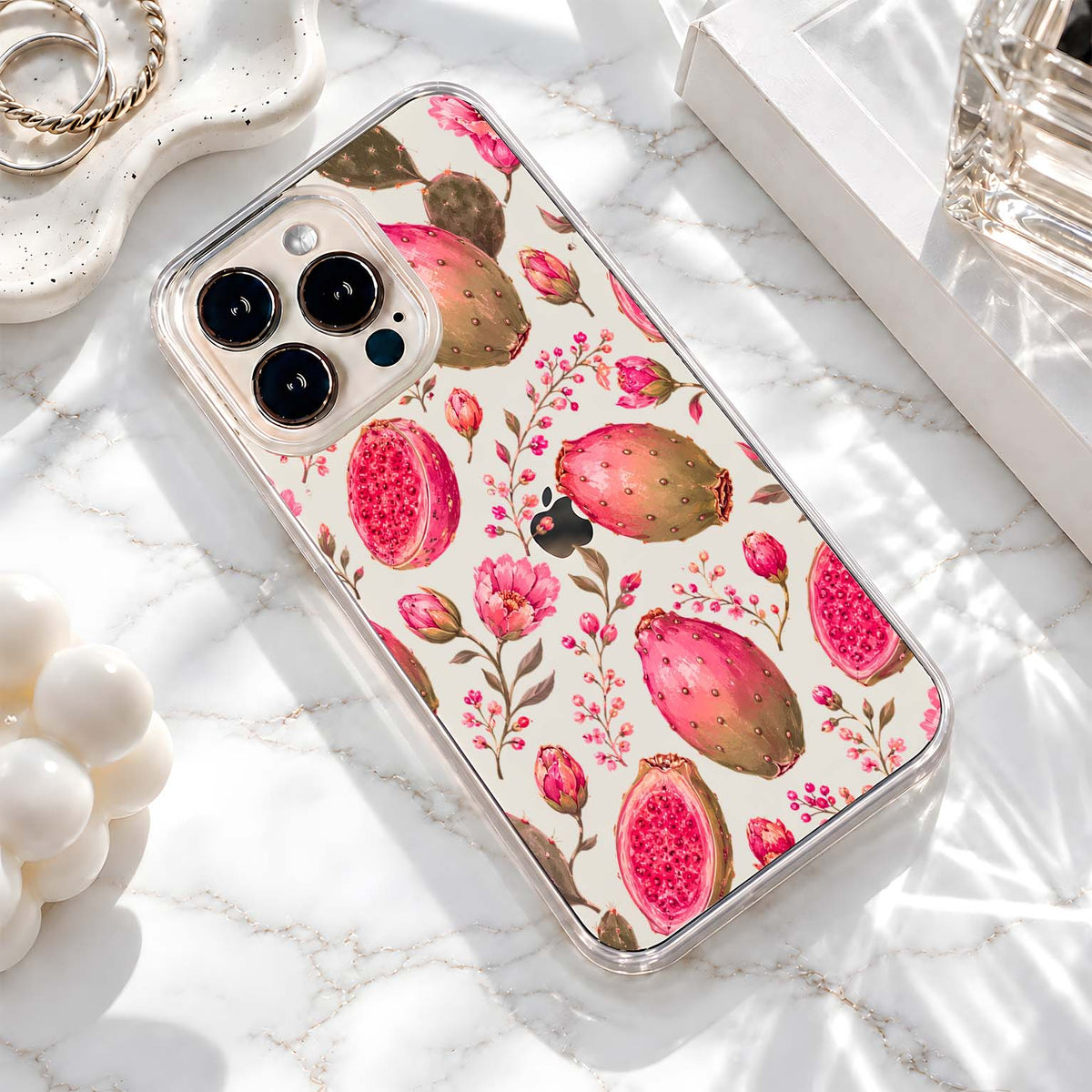 Pink Cactus Blooms Clear Silicon Cover