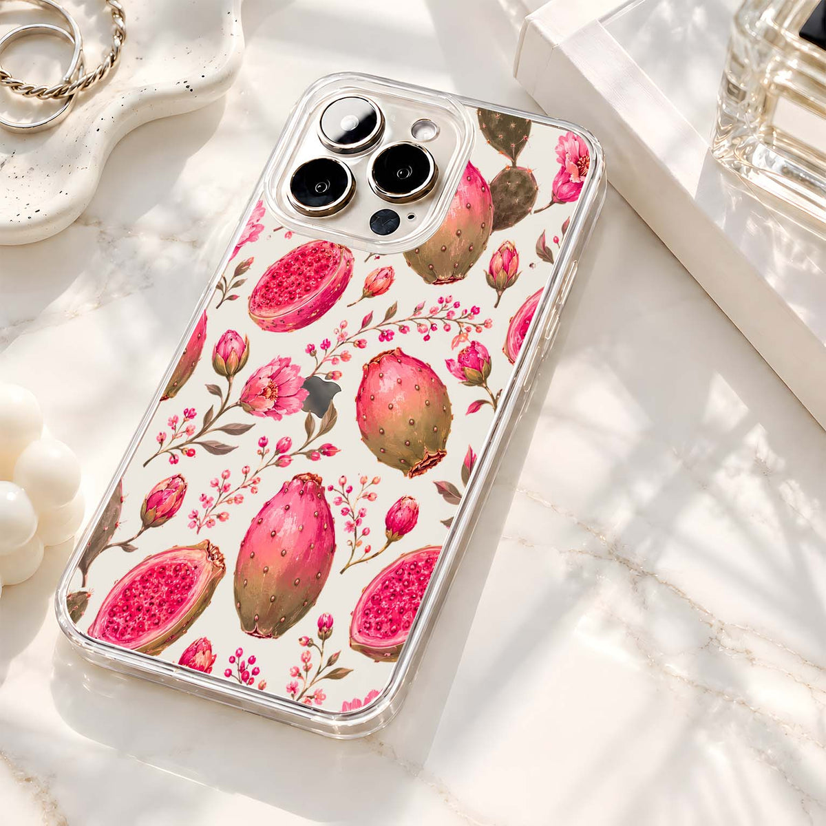 Pink Cactus Blooms Clear Silicon Cover