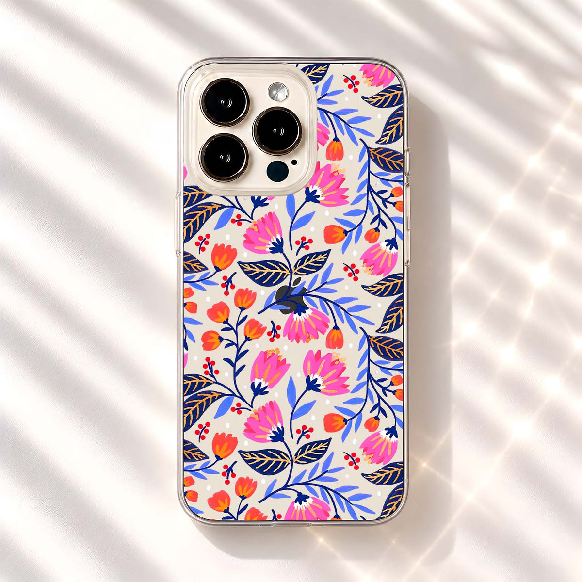 Pink Folk Florals Clear Silicon Cover