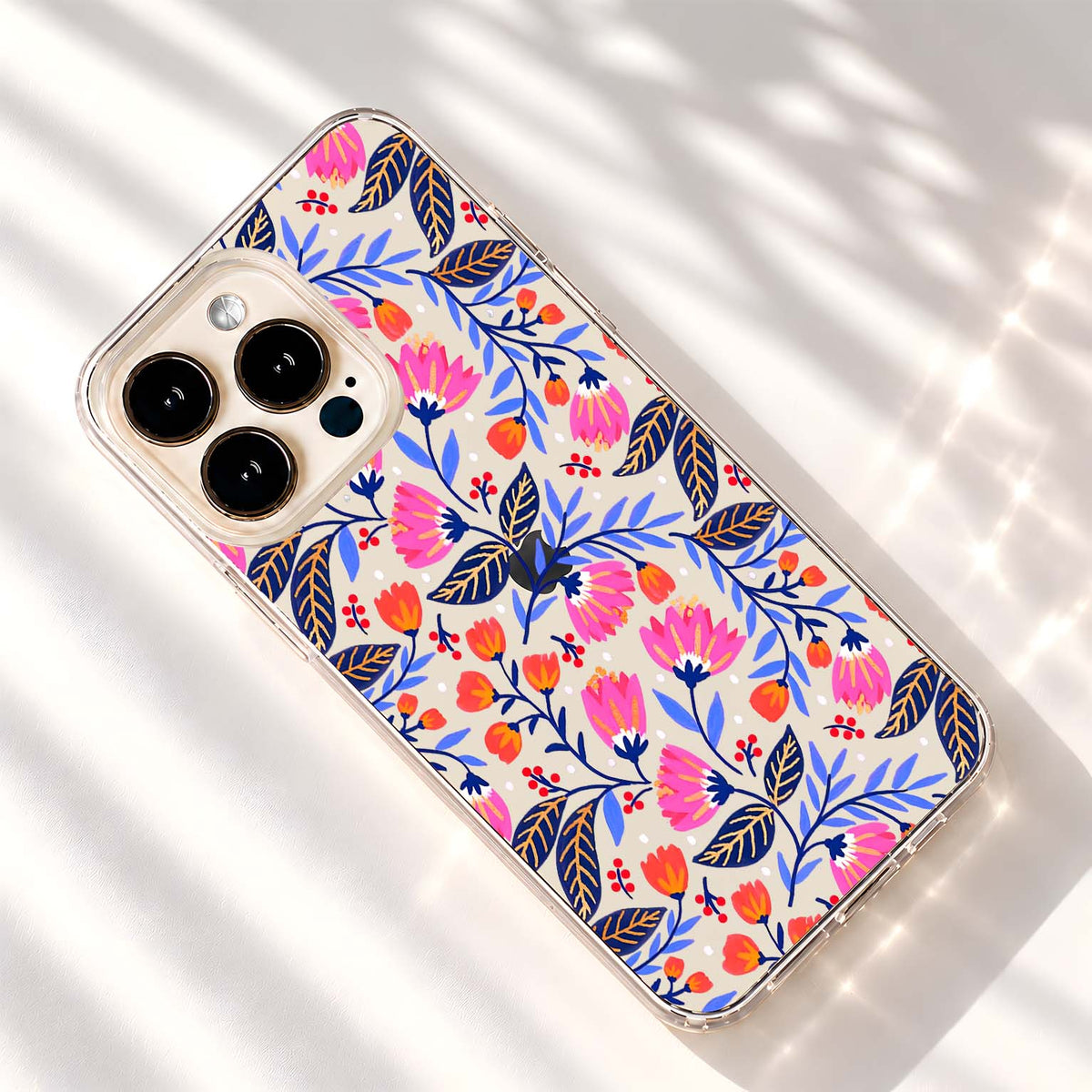 Pink Folk Florals Clear Silicon Cover