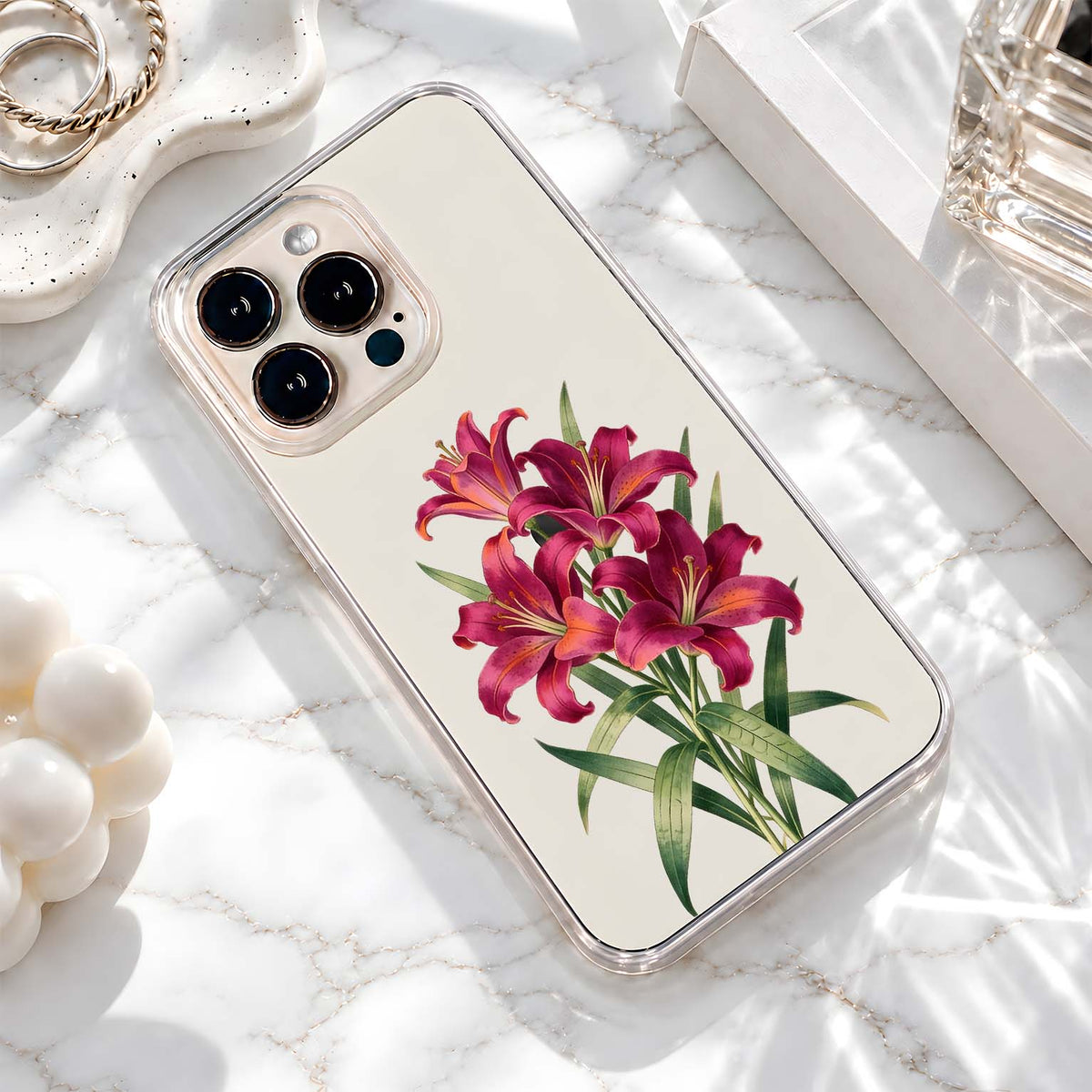 Pink Lily Bouquet Clear Silicon Cover