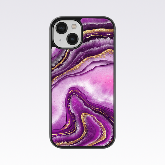 Purple Flowing Marble Pattern Glass Case