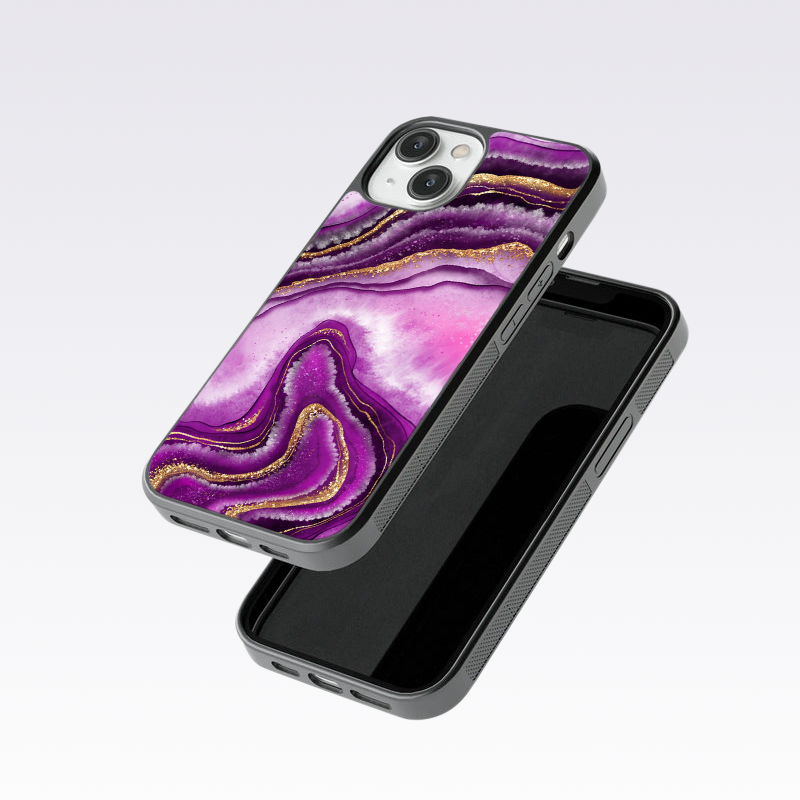 Purple Flowing Marble Pattern Glass Case