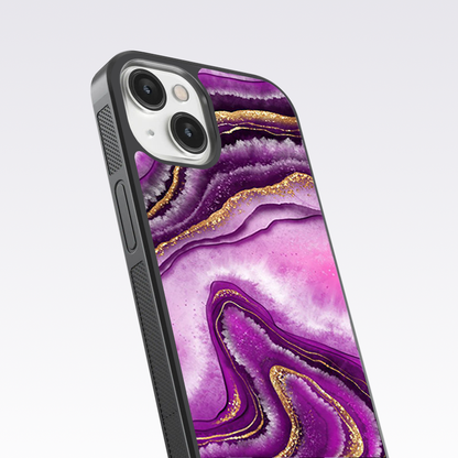 Purple Flowing Marble Pattern Glass Case