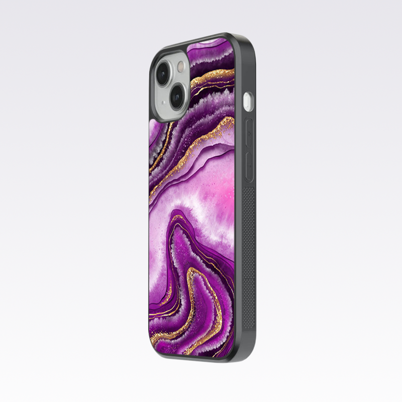 Purple Flowing Marble Pattern Glass Case