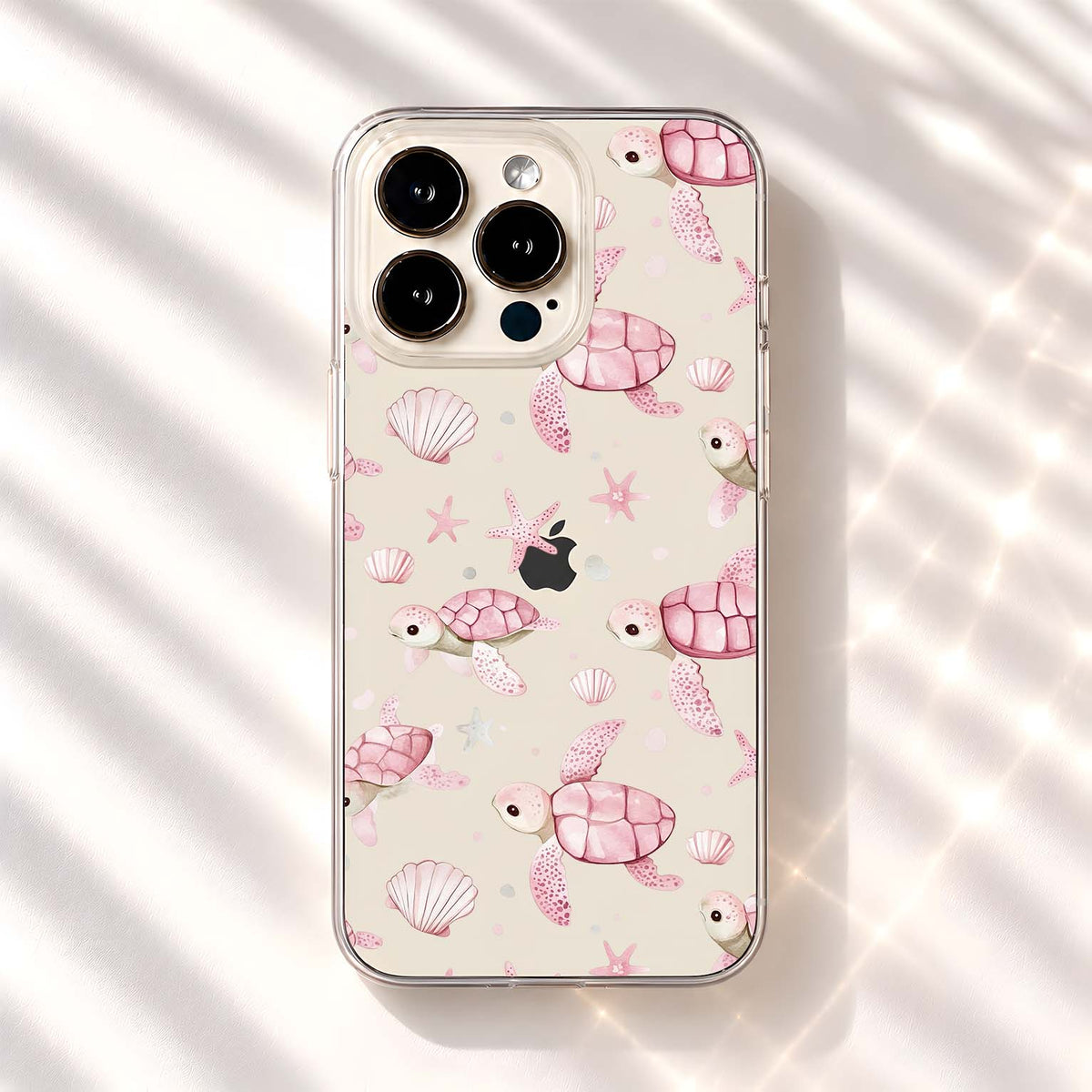 Pink Ocean Turtles Clear Silicon Cover