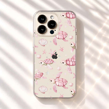 Pink Ocean Turtles Clear Silicon Cover