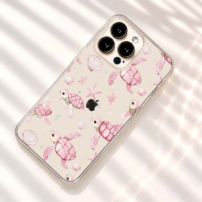 Pink Ocean Turtles Clear Silicon Cover
