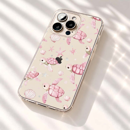 Pink Ocean Turtles Clear Silicon Cover