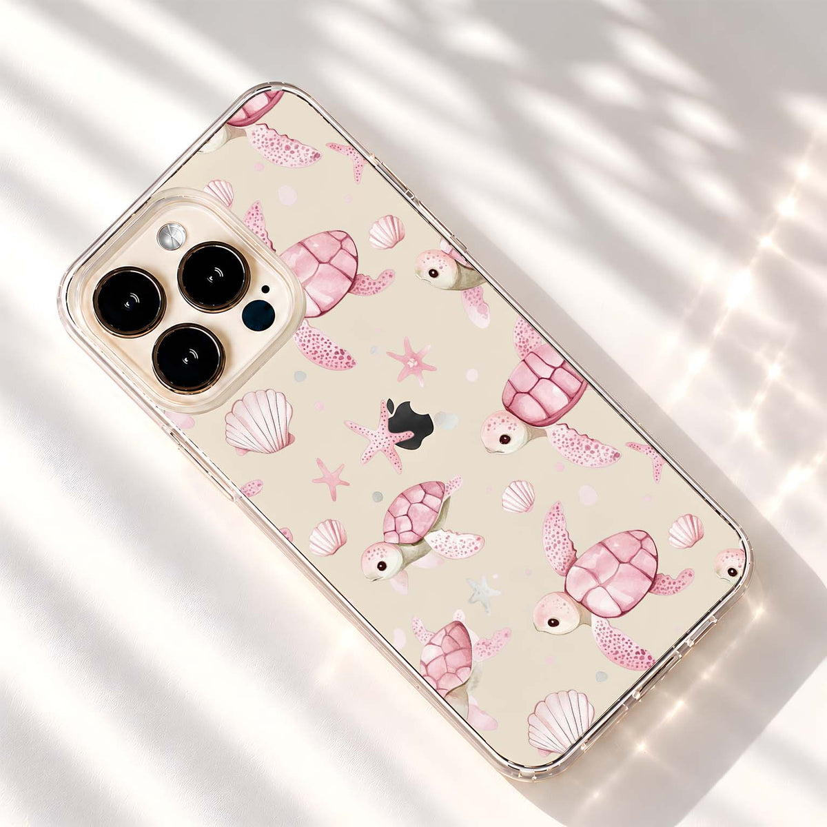 Pink Ocean Turtles Clear Silicon Cover