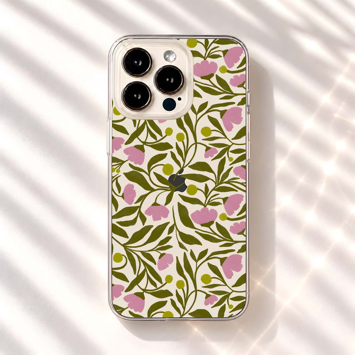 Pink Olive Blossoms Clear Silicon Cover