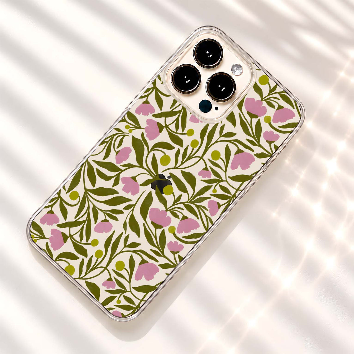 Pink Olive Blossoms Clear Silicon Cover