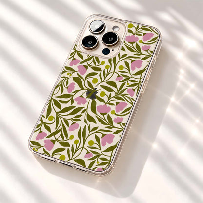 Pink Olive Blossoms Clear Silicon Cover
