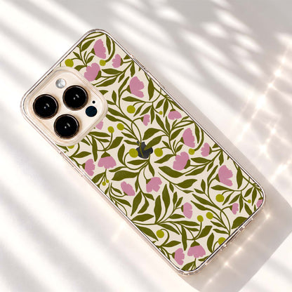 Pink Olive Blossoms Clear Silicon Cover