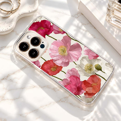 Pink Poppy Flower Pattern Clear Silicon Cover