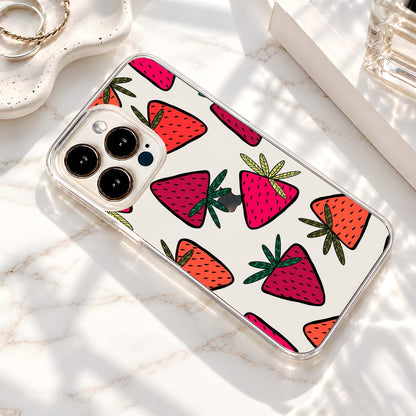 Pink Strawberry Pattern Clear Silicon Cover