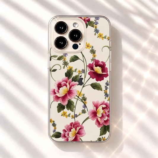 Pink Thread Blossoms Clear Silicon Cover