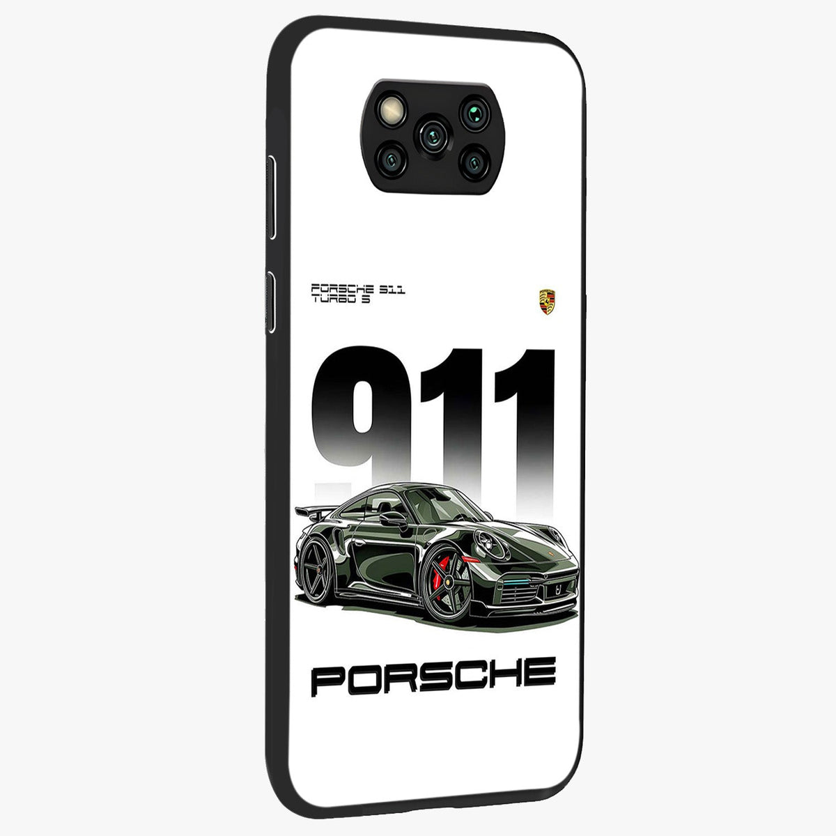 911 Turbo Dominance Glass Case upright perspective showcasing powerful racing design and modern automotive aesthetic.
