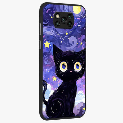 Abstract Cat Art Glass Case upright view showcasing creative feline illustration and aesthetic artistic style.