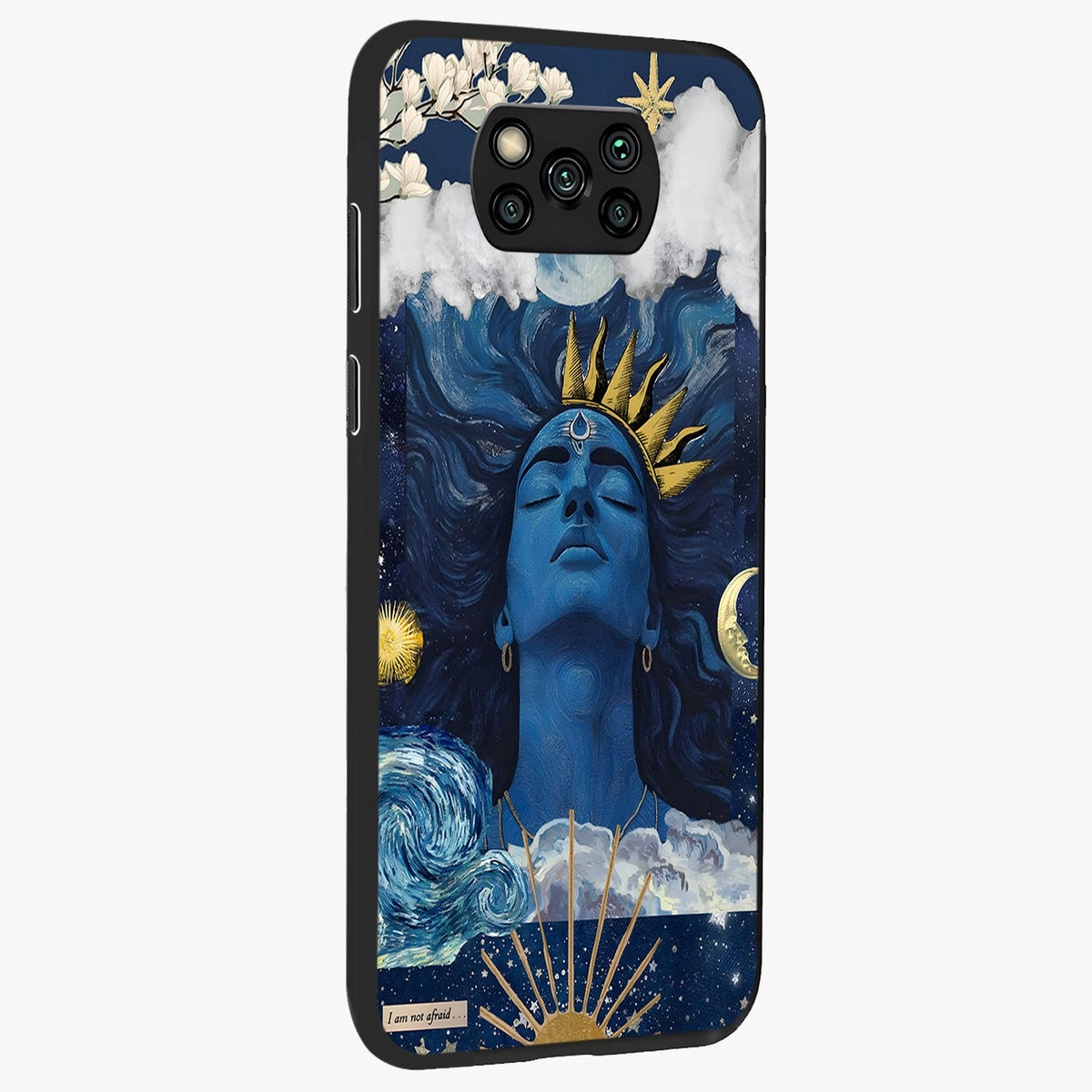 Aesthetic Lord Shiva Glass Case upright view showcasing powerful Lord Shiva artwork with devotional theme.
