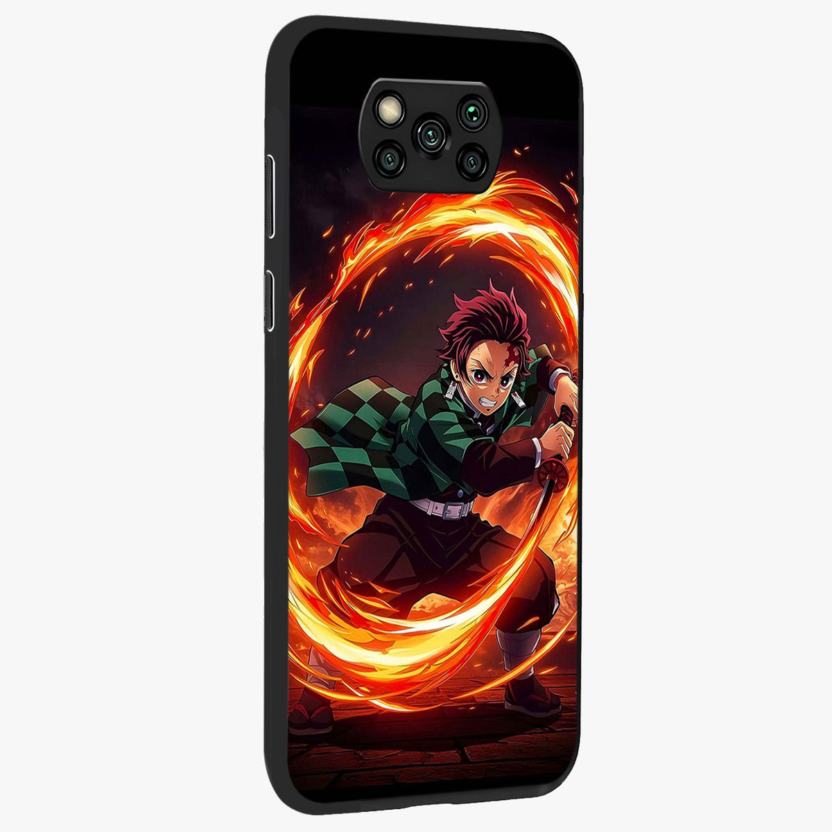 Blazing Sword Resolve Glass Case upright view showcasing dramatic warrior inspired artwork with intense visual style.