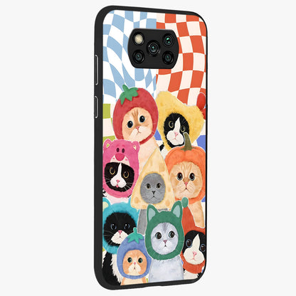 Cats in Fruits Glass Case upright view showcasing charming cat artwork with fun fruity theme.