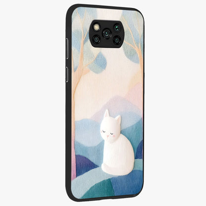 Cotton Dream Cat Glass Case upright view showcasing charming cat artwork with cozy dreamy theme.