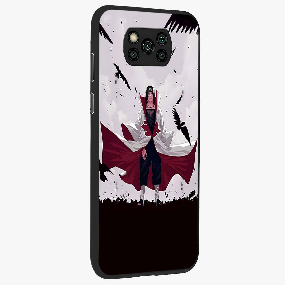 Crimson Crow Ascension Glass Case upright view showcasing dramatic crow artwork with bold gothic theme.