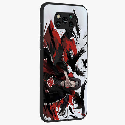 Crimson Crow Illusion Glass Case upright view showcasing striking crow illusion artwork with intense crimson theme.