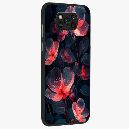 Dark Shade of Flower Glass Case upright view showcasing delicate flower artwork with rich dark floral theme.