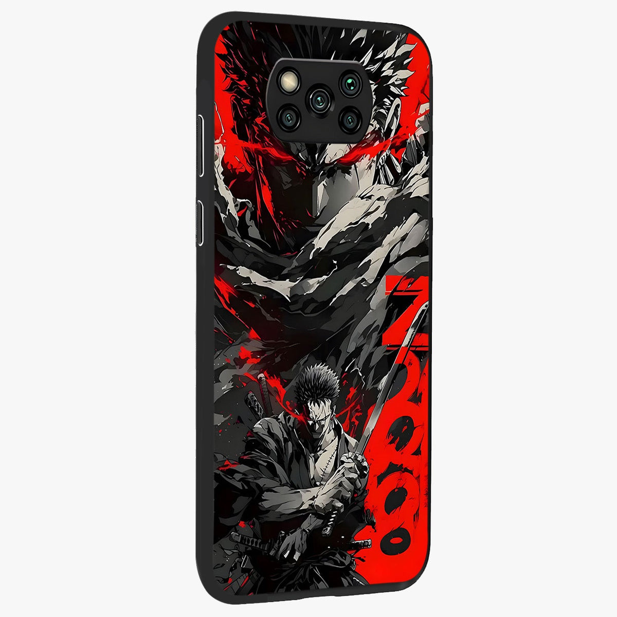 Demon Sword Resolve Glass Case upright view showcasing dramatic warrior artwork with intense battle theme.