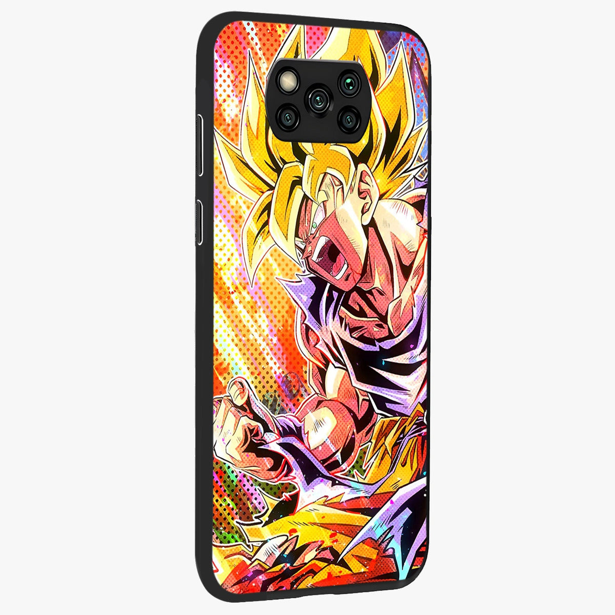 Firing Goku Glass Case upright view showcasing energetic anime artwork with bold warrior theme.