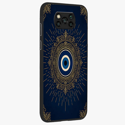 Golden Celestial Charm Glass Case upright view showcasing radiant celestial artwork with elegant golden theme.