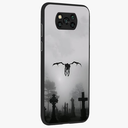 Graveyard Shadow Descent Glass Case upright view showcasing haunting graveyard artwork with dramatic dark theme.