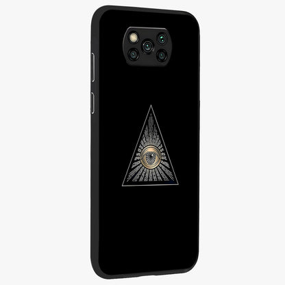Illuminati Evil Glass Case upright view showcasing striking illuminati artwork with mysterious symbolic theme.