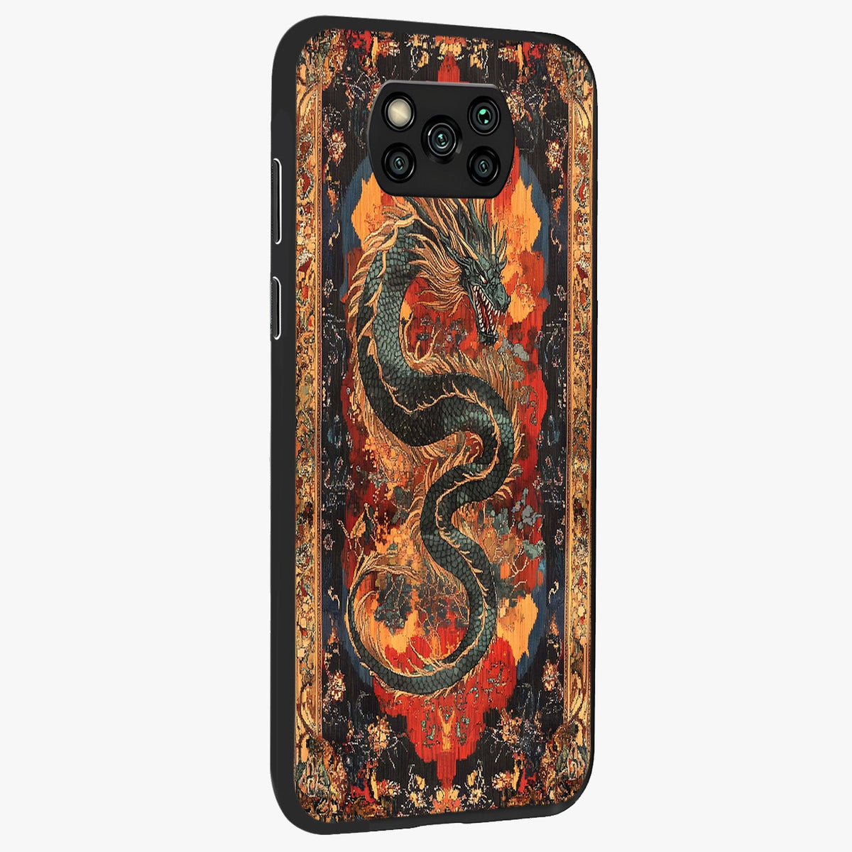 Inferno Dragon Soul Glass Case upright view showcasing intense dragon artwork with fantasy fire theme.