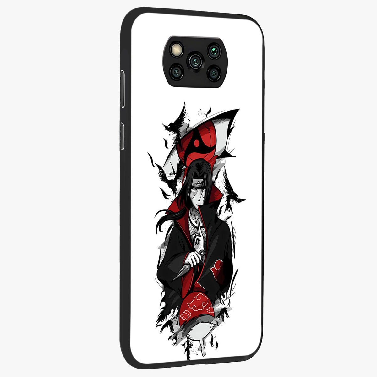 Itachi Limited Edition Naruto Anime Glass Case upright view showcasing intense anime artwork with powerful character theme.