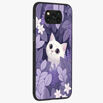 Lilac Hide Peek Cat Glass Case upright view showcasing charming cat artwork with adorable peek theme.